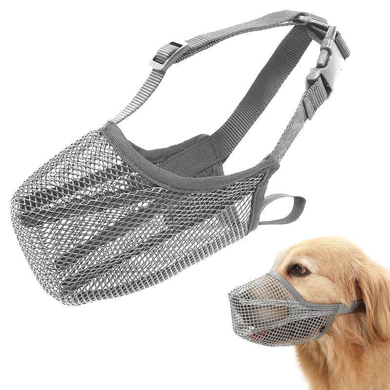 Mesh dog muzzle, breathable muzzle for dogs, muzzle for dogs with rounded mesh, nylon mesh muzzle with safety straps for small ones, adjustable breathable mesh muzzle M grey - PawsPlanet Australia