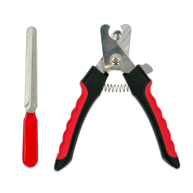 Intirilife Claw Scissors for Dogs Nail File in Red - Scissors 16 x 5.5 (12) x 1.5 cm - File 14 x 1.5 cm - Claw Care File for Dogs and Cats Cutter Clippers for Pets - PawsPlanet Australia