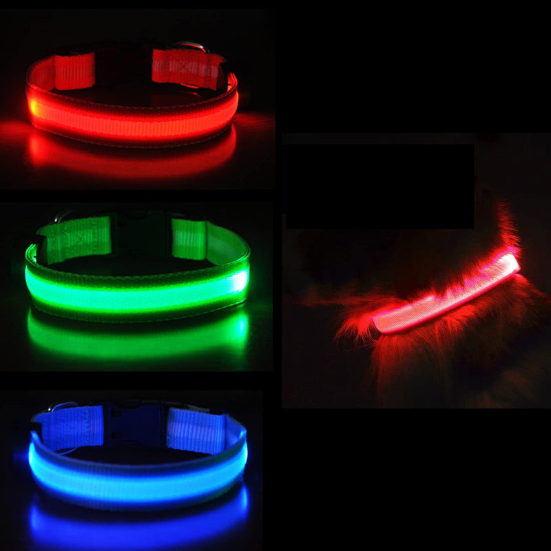 LED dog collar dogs, dog LED light collar, light collar for dogs, collar for dogs adjustable, pet safety collar with 3 lighting modes, for small medium large dogs red L - PawsPlanet Australia