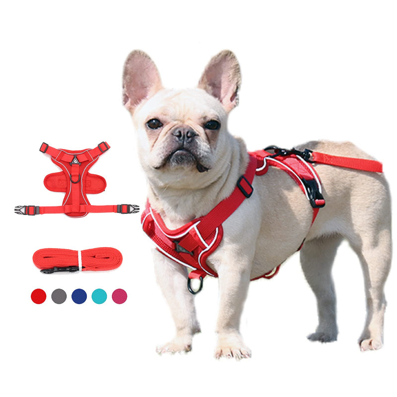 Lairle Dog Harness Small Dog, Puppy Harness, No Pull Dog Hanress Reflective Mesh Dog Vest Hanress with Leash Set for Small Dogs Cats XL Red - PawsPlanet Australia