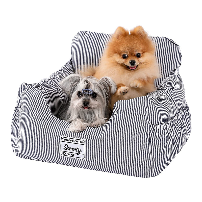 PETEPELA Dog Car Seat with Stable Seat Belt Soft Dog Booster Seat Waterproof Non-Slip Dog Transport Carrier for Small to Medium Dogs Blue Denim Blue - PawsPlanet Australia