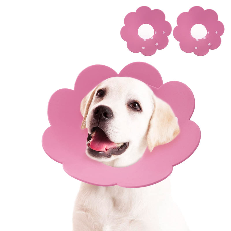 2 pieces neck collar for dogs, cats, leak protection, dog collar, soft protective collar, protective collar, cone collars, adjustable recovery collar, pet Elizabethan dog collar (pink, L) A-pink - PawsPlanet Australia