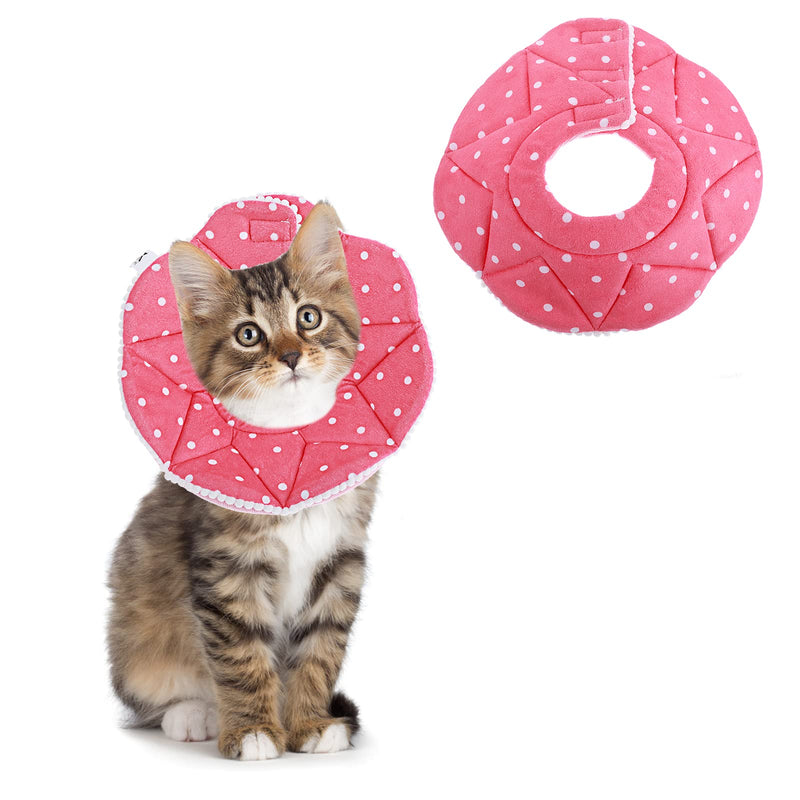 TIESOME Cat Collar Adjustable 6.7-9inch Kitten Recovery Collars Small Dog Cat Post-Surgery Soft Recovery Pet Cone Collar Anti-Bite/Lick Cat Dog Health (Pink) - PawsPlanet Australia