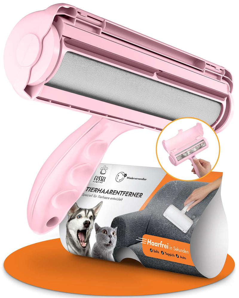 FusselMonster® [Pet hair remover] Lint roller for dogs and cats developed for effective cleaning of sofas, carpets, cars I reusable cat hair remover I lint roller animal hair pink - PawsPlanet Australia