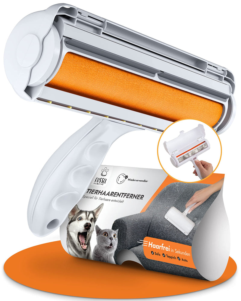 FusselMonster® [Pet hair remover] Lint roller for dogs and cats developed for effective cleaning of sofas, carpets, cars I reusable cat hair remover I lint roller animal hair white - PawsPlanet Australia