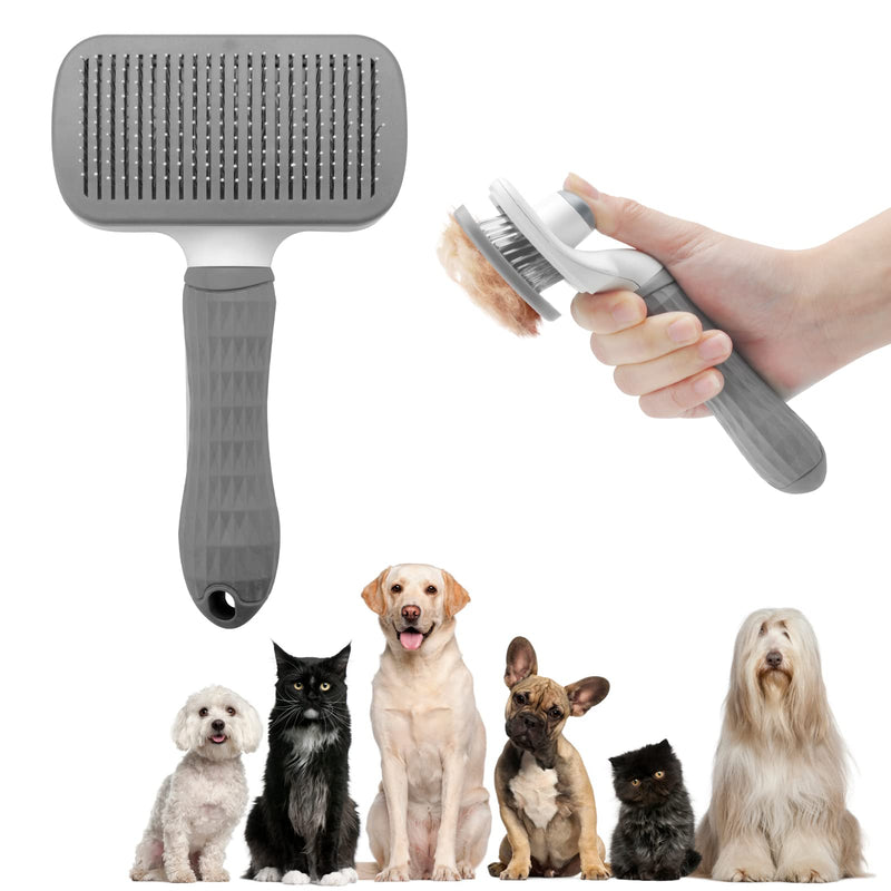 Dog brush, cat brush, pet brush for short hair, long hair, TNSLAND dog hair brush, animal hair brush, self-cleaning fur brush, dogs, cats, animal care brush, comb for removing underfur - PawsPlanet Australia