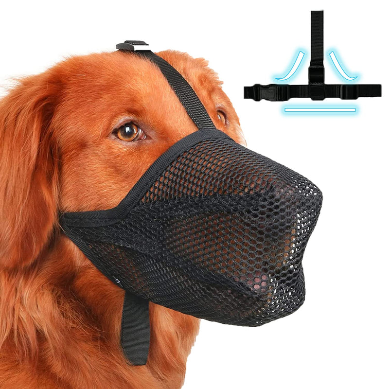 Dog Muzzle, Soft Adjustable Mesh Muzzles, Breathable Pet Mask Dog Training Muzzle for Small Medium Large Dogs (M, Black) M - PawsPlanet Australia