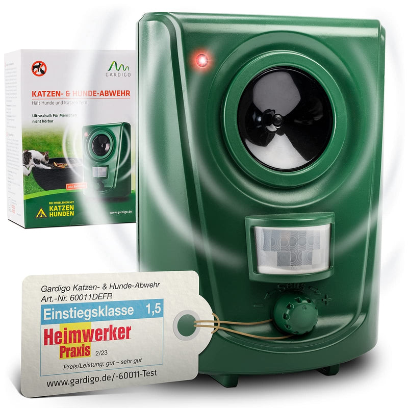 GARDIGO® dog and cat repellent | Dog deterrent and cat deterrent for the garden | Ultrasonic animal repeller 20-60 kHz | 120° detection angle, 12m range | Against dogs and against cats - PawsPlanet Australia