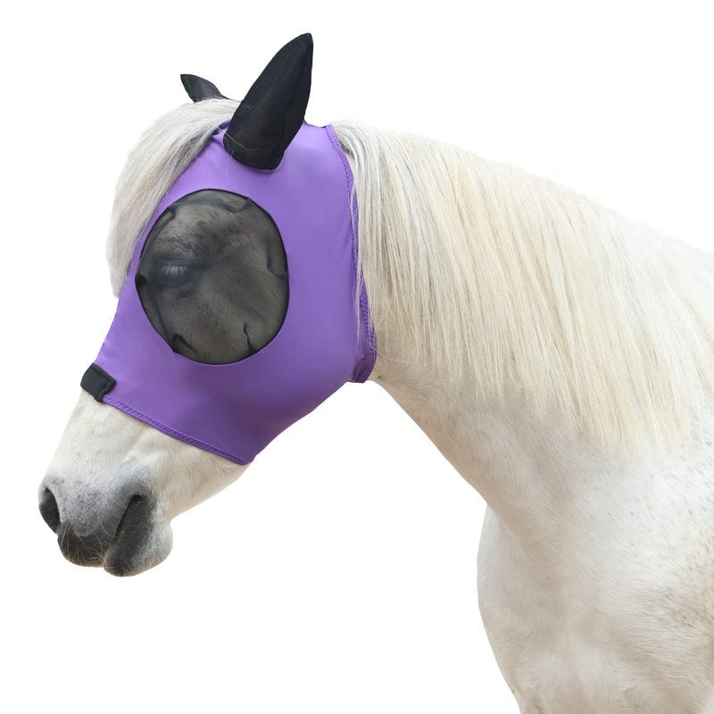 LEAFOREST Horse Mesh Fly Mask with Ears, Soft Lycra Mesh Mask Anti-UV with Ears Purple, Full Violet - PawsPlanet Australia