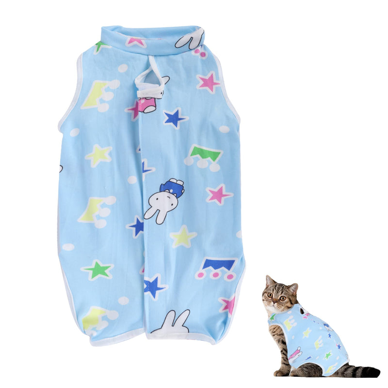 NiCola Cats Professional Recovery Suit for Abdominal Wounds or Skin Diseases, E-Collar Alternative for Cats, Wear After Surgery, Kitten Physiological Clothing (Blue, L) blue - PawsPlanet Australia