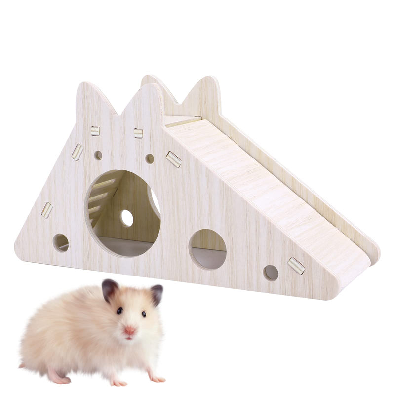 Molain Hamster House with Ladder and Slide, Wooden Hamster Play Toy House Small Animal Activity Toy DIY Hamster Cage Accessories for Small Pets - PawsPlanet Australia