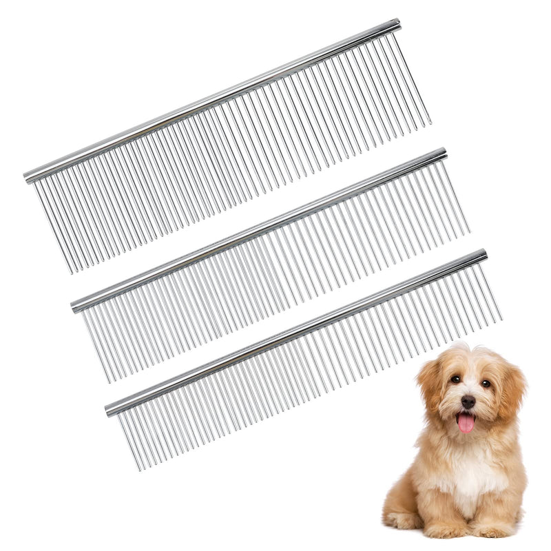 Pack of 3 Stainless Steel Pet Combs Professional Dogs Cats Comb Pet Grooming Grooming Beauty Comb Brush Pet Comb Flea Comb for All Types of Pets Dust Comb - PawsPlanet Australia