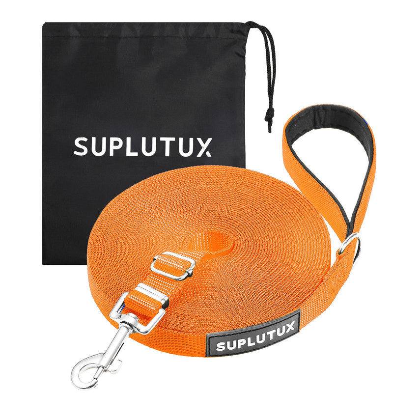 SuplutuX drag leash 10m for dogs with storage bag, robust dog leash for large dogs and small dogs, training leash with D-carabiner and handle padding (orange) orange - PawsPlanet Australia