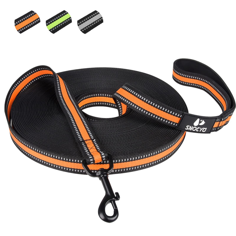 Snocyo towing leash for dogs 3m, robust dog leash for small, medium and large dogs, training leash with padded handle, reinforced carabiner and storage bag, orange orange & black - PawsPlanet Australia
