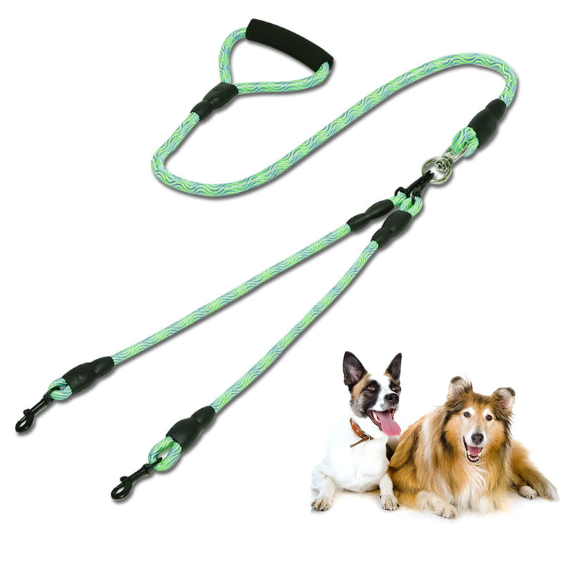 Lvjkes Double Leash Dog Leash, Dog Leash with Two Ropes, Double Dog Leash Removable Anti-Tangle Protection Comfortable Walking Training for Two Medium or Large Dogs (Green) Green - PawsPlanet Australia