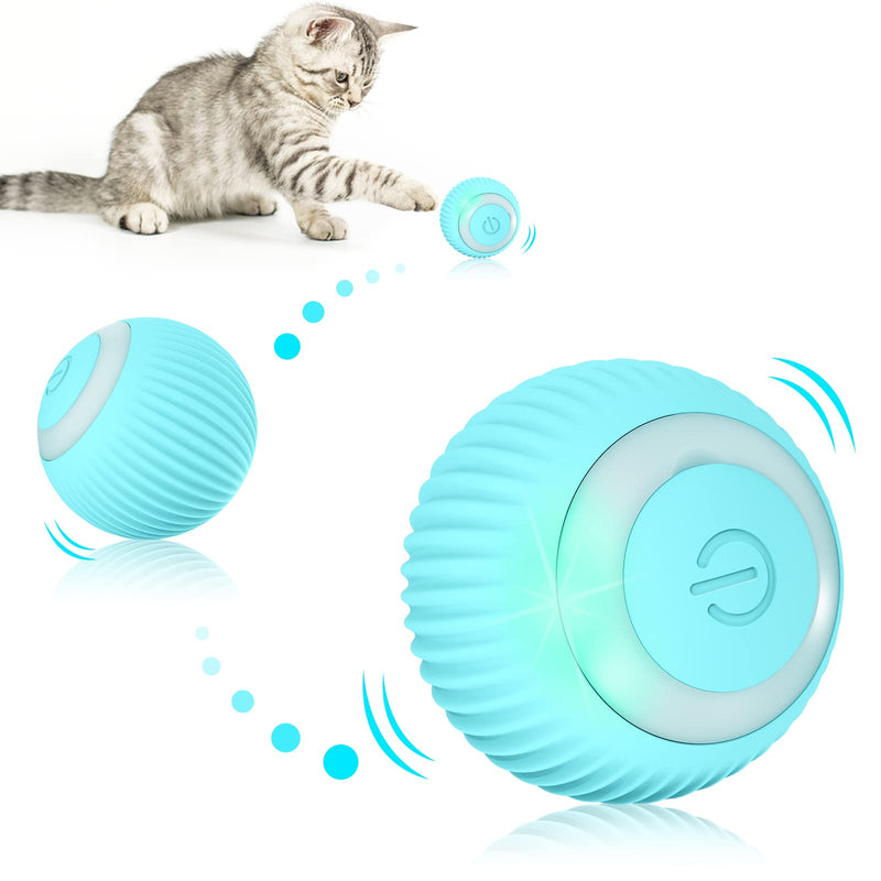 EXTFANS Cat Toy Electric Cat Ball with LED Light, Automatic 360 Degree Rollball Interactive Cat Toy with USB Rechargeable Interactive Cat Ball for Cats (Blue) - PawsPlanet Australia
