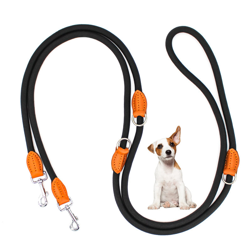 Dog Lead Double Lead for Small Medium Dogs Lead 3 m Adjustable with 2 Carabiners Leash Dog Training Lead Dog Lead Multifunctional 3 Meters Long x 1.0 cm Black 3 m x 10 mm - PawsPlanet Australia