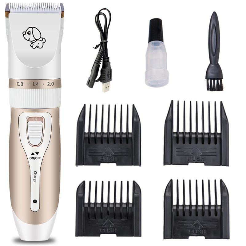 INF dog trimmer wireless and quiet, with accessories gold/white - PawsPlanet Australia