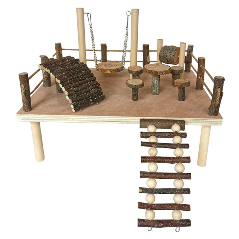 CHSEEO Hamster Wooden Ladder Toy, Hamster Stairs Bridge Hamster Ladder Natural Wood Jumping Platform with Screw Climbing Toy for Hamsters Guinea Pigs Chinchilla Rabbits Parrots Bunny #7 - PawsPlanet Australia
