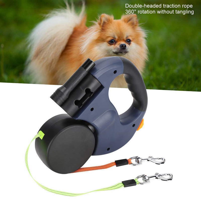 Ejoyous 3 m retractable dog leash, double retractable dog leash, flexible retractable dog leash, double leash with LED light for two dogs (dark grey) dark grey - PawsPlanet Australia