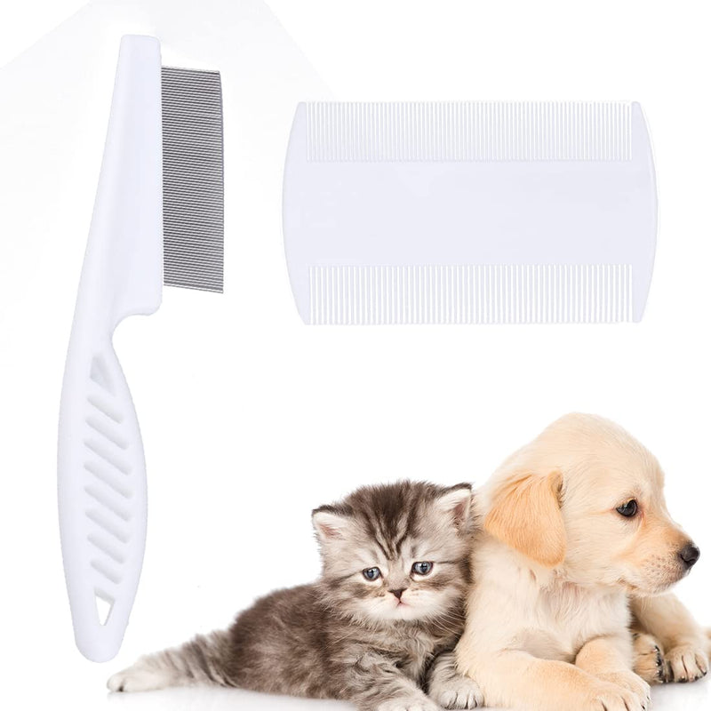 XPEX 2PCS Flea Comb Dog Cat Pet Dust Comb Professional Lice Comb Stainless Steel Pet Comb for Flea Removal, Double Sided Fine Tooth Comb - PawsPlanet Australia