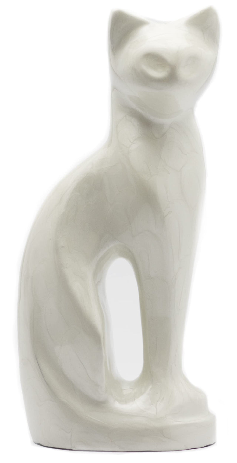 Royal Rapture Cat Figurine Pet Funeral Memorial Urn for Ashes Charming Metal Alloy White Black Bronze Brown Pearl Cat Pearl Cat - PawsPlanet Australia