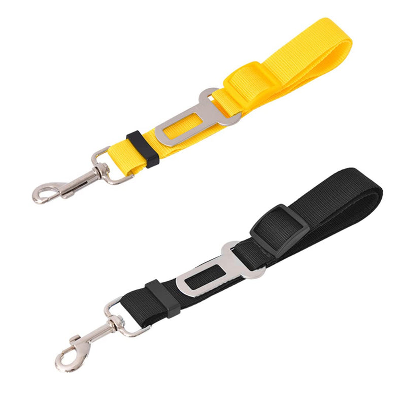 Pack of 2 dog harnesses, car seat belt for dogs, tear-resistant, adjustable, dog seat belt, adjustable dog seat belt, safety harness for all dog breeds, cats and car types, black/yellow - PawsPlanet Australia