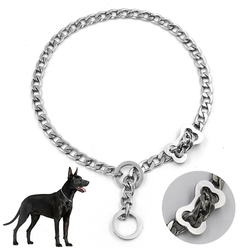 Stainless steel dog collar, adjustable dog collar, P-chain dog collar for dog walking (M (54 cm/21.3 in)) M (54 cm/21.3 in) - PawsPlanet Australia