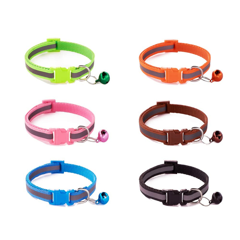 JVHLOV Pack of 6 reflective cat collars, adjustable collar for cats (19-32 cm), cat collar with safety clasp, adjustable to the weight of your cat - PawsPlanet Australia