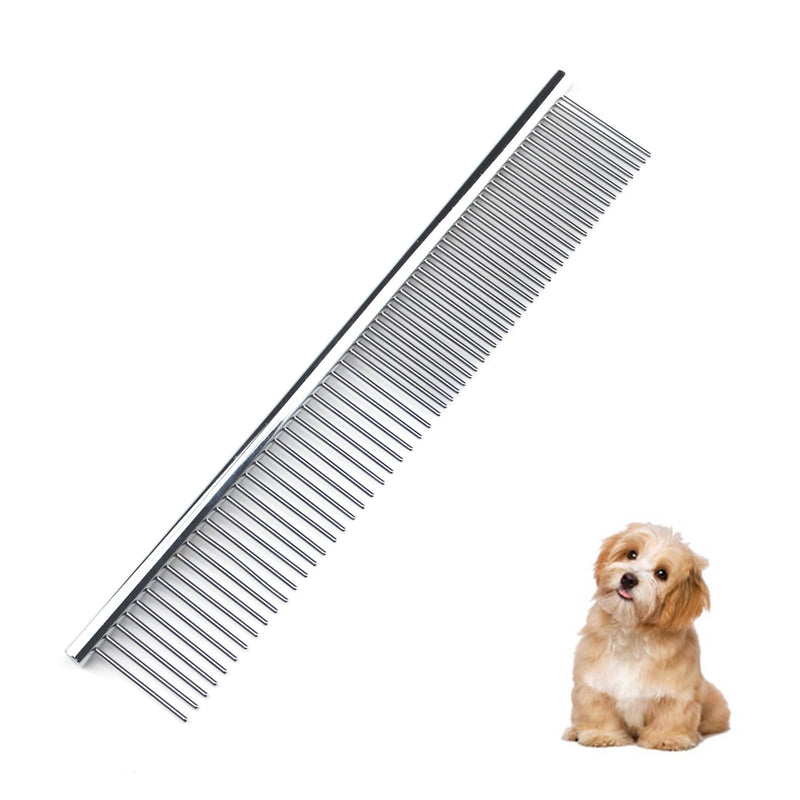 lumcov dog combs 2-in-1 stainless steel pet comb, pet steel comb with rounded ends, stainless steel teeth, for removing tangles and knots (6.7 inches) silver - PawsPlanet Australia