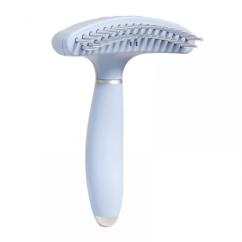 MiOYOOW Pet Brushes, Double Row Dog Rake Deshedding Comb, Self-Cleaning Fur Detangler Detangler with Two Rows of Pins for Dogs and Cats, Light Blue - PawsPlanet Australia