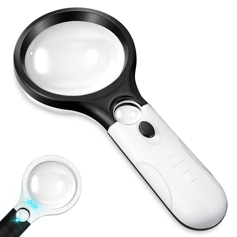 Magnifying glass with light, 10X 30X reading magnifying glass, handheld magnifying glass with double lens for the elderly for reading, gifts for parents and children - PawsPlanet Australia