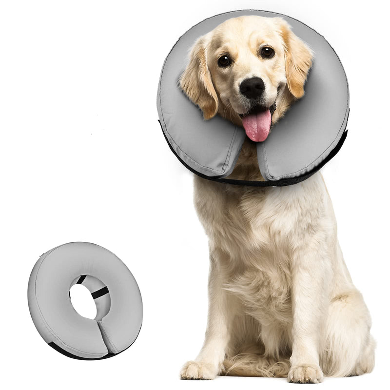 Supet neck brace for dogs, leak protection for protective collar dogs, soft collar for dogs after surgery, inflatable neck brace for dogs medium: neck circumference: 28-35.5cm grey - PawsPlanet Australia
