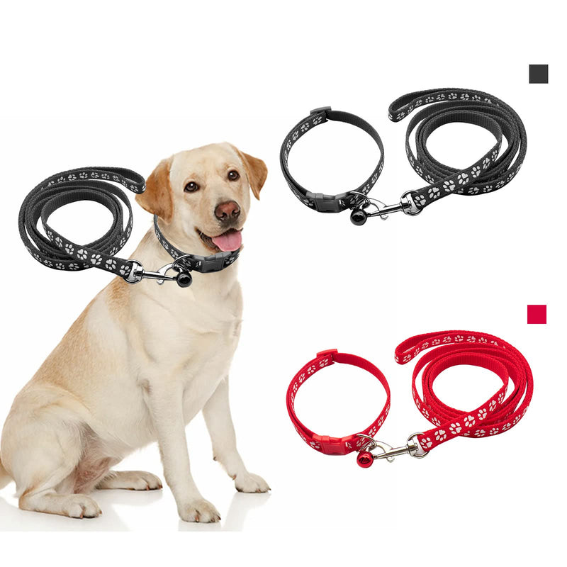 Dog collar, puppy collar with leash set, dog collar small dogs, dog collar, small dog collar, dog collars, dog collar and leash set, adjustable dog collar with leash, (black + red) - PawsPlanet Australia