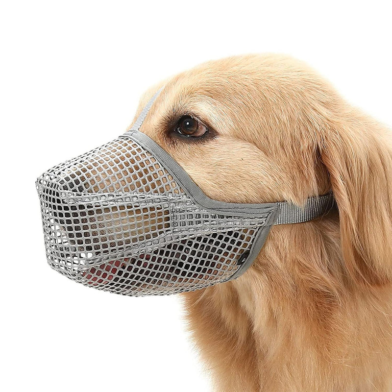 Mesh dog muzzle, muzzle for dogs, breathable muzzle for dogs, muzzle for dogs with rounded mesh, adjustable breathable mesh muzzle (black) Black XS - PawsPlanet Australia