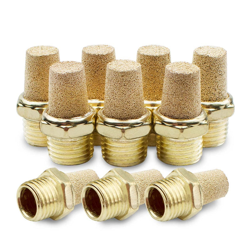 Bwintech 10 Pcs SL-02 Air Silencer, 1/4" Male Thread Sintered Brass Exhaust Silencer 1/4" - PawsPlanet Australia