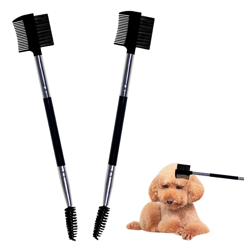 BLMHTWO Pack of 2 flea comb dogs, dog comb, tick comb for dogs, double-sided dog eye comb, soft and versatile dog comb for small dogs and cats (black). - PawsPlanet Australia