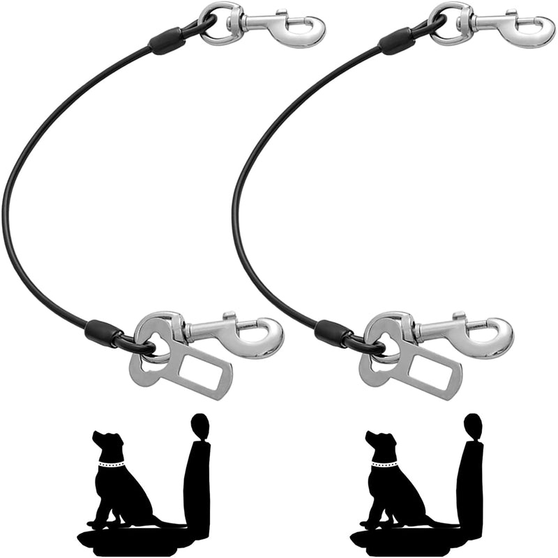 Mi Metty Dog Seat Belt Steel Wire Bite Resistant Dog Belt for Car Universal Plug Dog Seat Belt for Dogs Cats Pet Black 2 Pieces 32 Inch/80 CM - PawsPlanet Australia