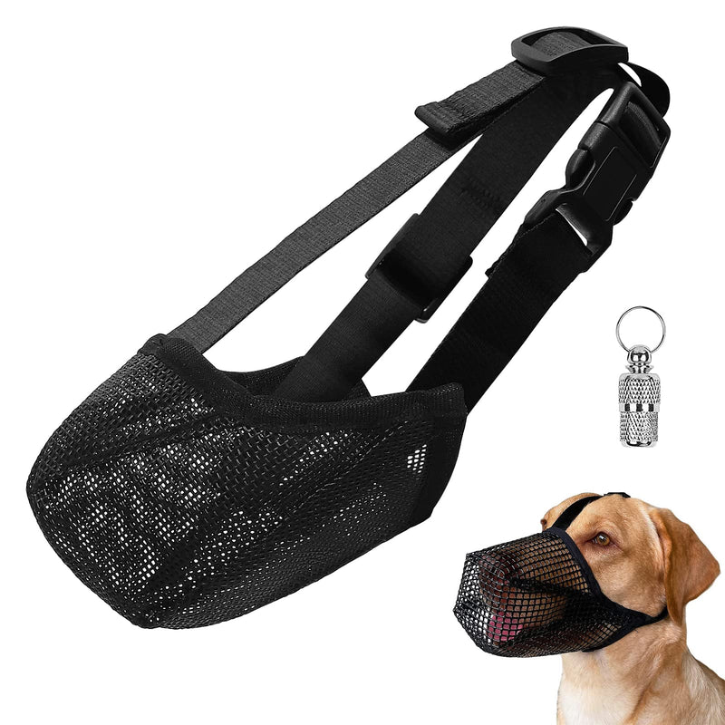 Dog Muzzle, Breathable Dog Muzzle with Metal Tag, Adjustable Mesh Muzzle for Small Medium and Large Dogs Prevents Biting, Chewing, Barking (Black-M) Black M - PawsPlanet Australia