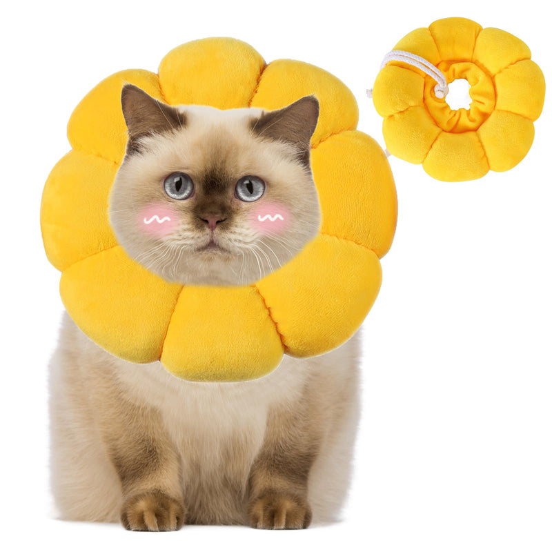 Cat Neck Brace with Adjustable Cute Sunflower Collar Cat Pets Protective Collar Cat Neck Brace Cat Cone Collar Anti Scratches for Kittens Puppies Rabbits (M) - PawsPlanet Australia