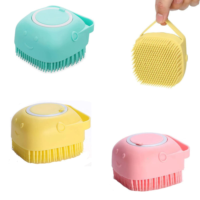 Taicols Pack of 3 pet massage brushes for dogs, shower brush silicone, super soft silicone bath brush, bath brush with shampoo dispenser for dogs, cats, silicone massage, bath brush for pet shower - PawsPlanet Australia