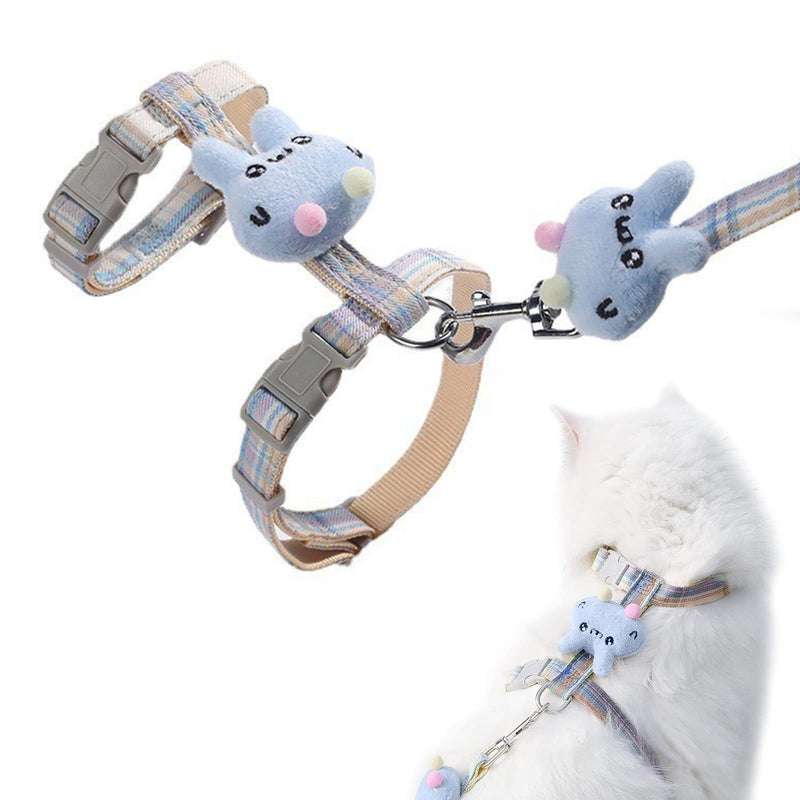 HUTVD Cat Harness and Leash - Escape Proof, Adjustable, Lightweight & Soft - For Large and Small Cats - Pet Safe - S - Blue - PawsPlanet Australia