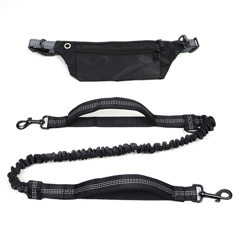 Greyoe jogging leash for dogs, jogging leash for dogs with waist belt, dog leash, hands-free running, hiking, webbing anti-crush 119-172cm, hip bag leash, sports running suit (black) black - PawsPlanet Australia