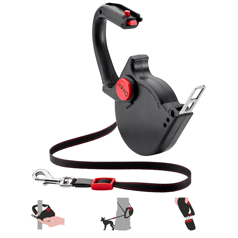 Dogxi dog leash roll leash 5m 25kg handle foldable strap tongue attach in the car small medium dogs black with carabiner leash 11mm wide extendable adjustable retractable - PawsPlanet Australia