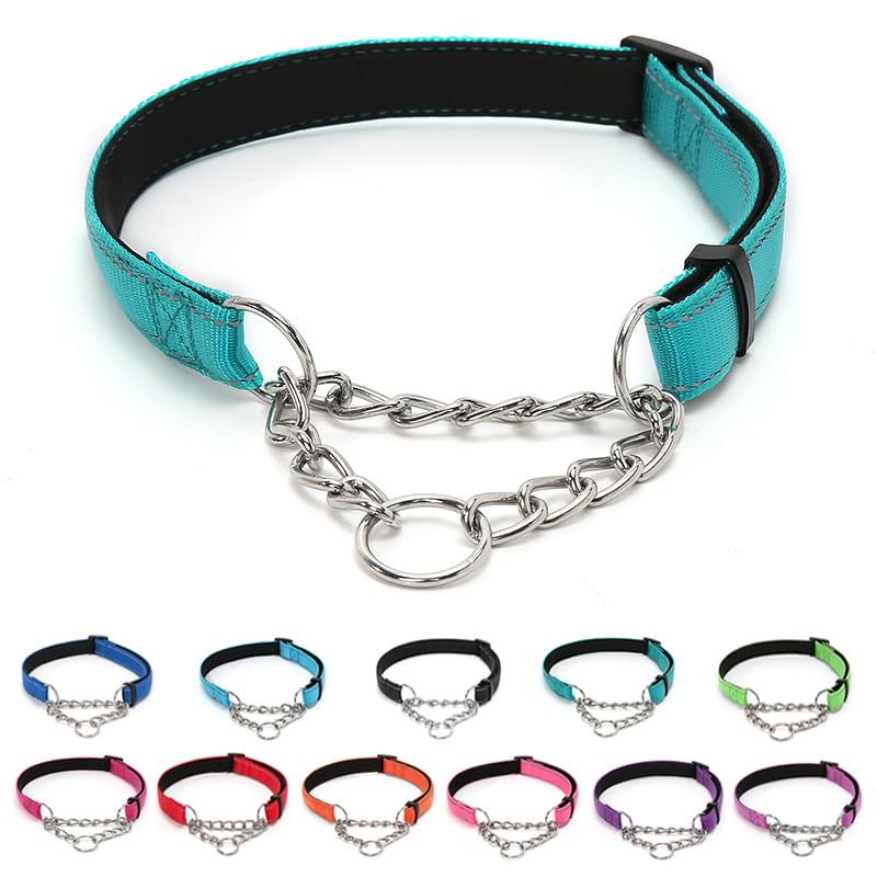 LOS ANDES Dog Collar Soft Padded Neoprene Dog Collar Made of Nylon for Small, Medium and Large Dogs, Adjustable and Reflective S: 25-45cm (9.8-17.7") Green - PawsPlanet Australia
