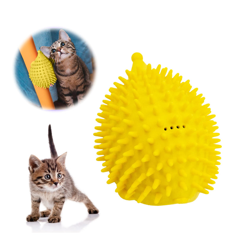 Cat Brush Wall Corner Massage Cat - Pet Accessories Cat Corner Scratching Animal Scratching and Rubbing Device Cat Toy Self Groomer Massage Corner Creative Styling Small Hedgehog Look Yellow - PawsPlanet Australia