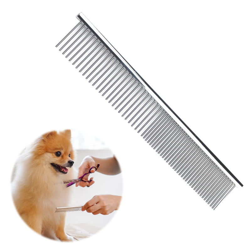 Dog Comb Dog Grooming Combs Pet Stainless Steel Comb Pet Inline Comb Round End Pet Cat Brush Long Hair Flea Comb Dogs Used to Remove Tangles 19 * 3.5CM, 1 Piece - PawsPlanet Australia