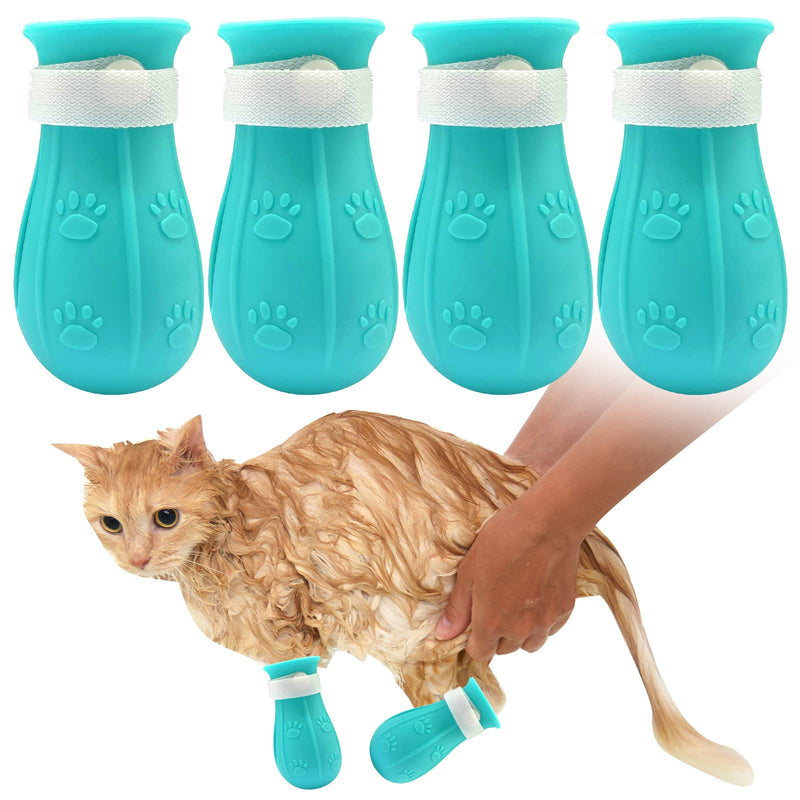 LLMSIX Pack of 4 claw protection for cats, cat shoes, adjustable cat paw protection, silicone anti-scratch boots, cat shoes for cats and small dogs, bathing, manicure, grooming (blue) - PawsPlanet Australia