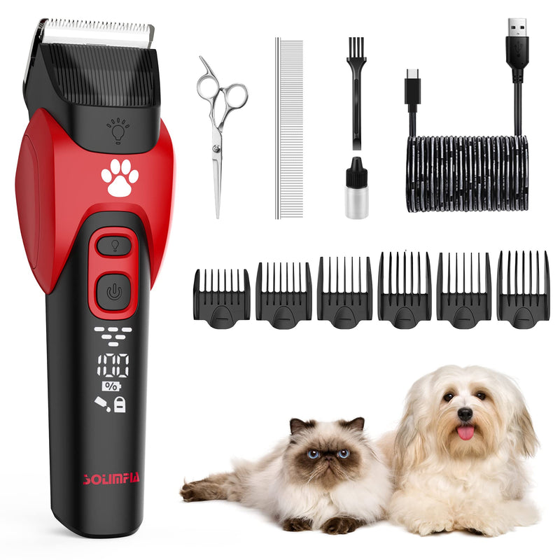 Solimpia Dog Clipper Professional Pet Hair Trimmer for Dogs and Cats Quiet Hair Trimmer Rechargeable Wireless Pet Hair Trimmer - PawsPlanet Australia