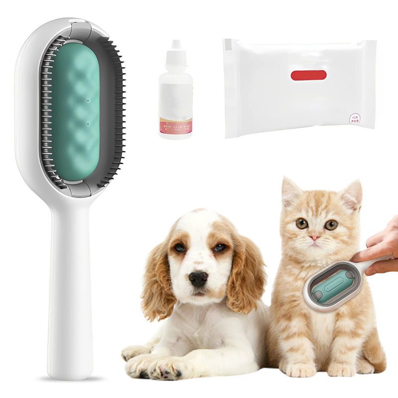 Hekasvm Cat Brush with Water Tank, Pet Hair Removal Comb, Cleaning Brush for Pet Hair, Multifunctional Pet Hair Remover 4 in 1, Ideal for Massage, Grooming and Hair Removal (Short Hair/Blue) Short Hair/Blue - PawsPlanet Australia